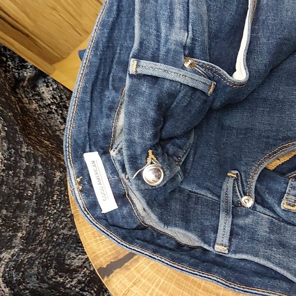 Good American Women's Good Petite Straight Mid Rise Jeans Size 15 / 33 Blue - Picture 14 of 15